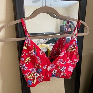 Red Floral Crop Top